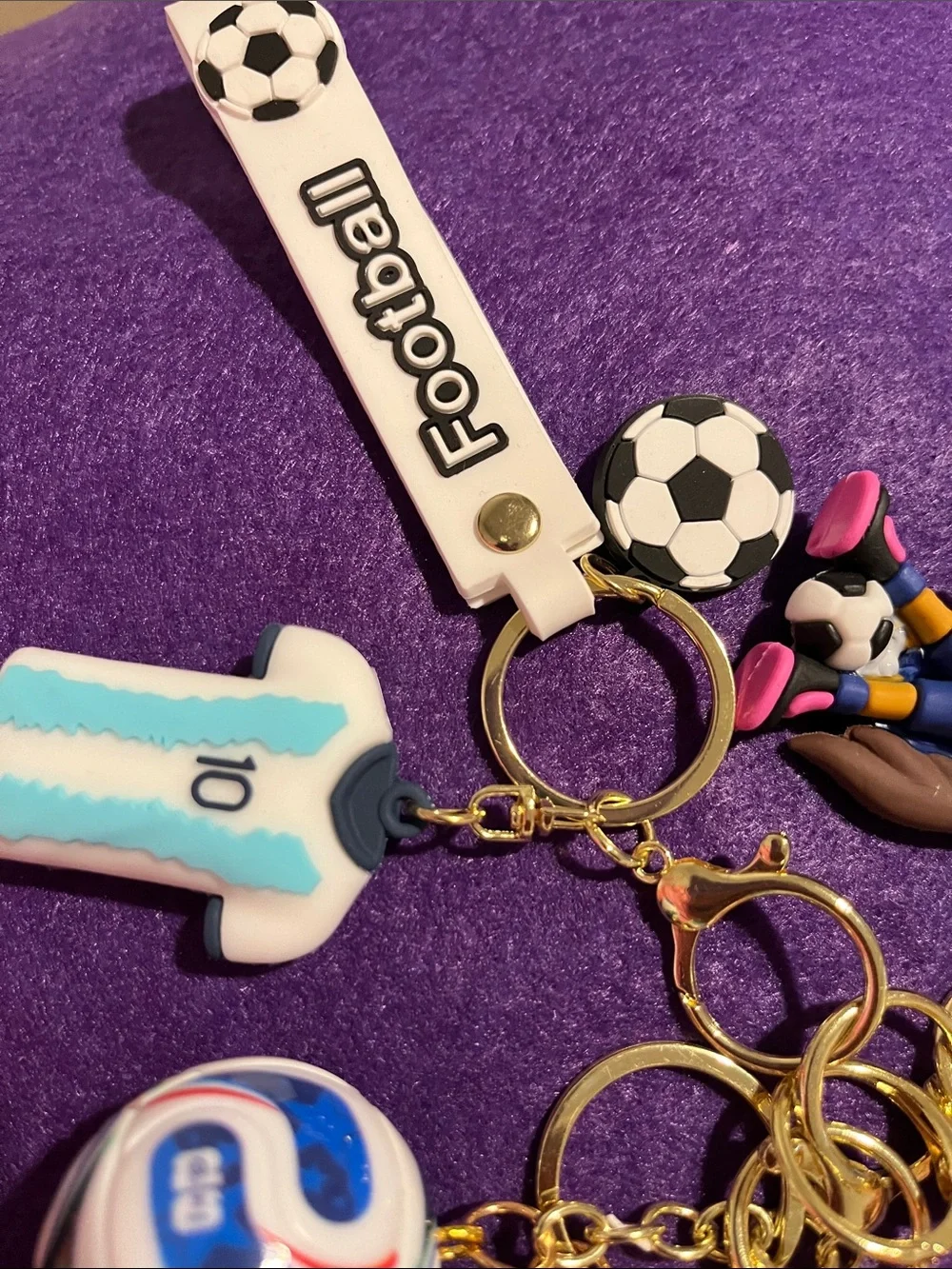 FIFA World Cup Kids Football Keychain Set - Purple, Blue, Red